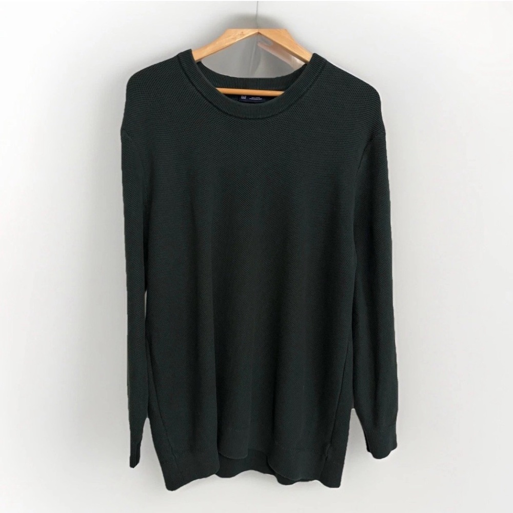GAP Mainstay Cotton Crewneck Sweater Mens XXL Green Cotton Textured Knit